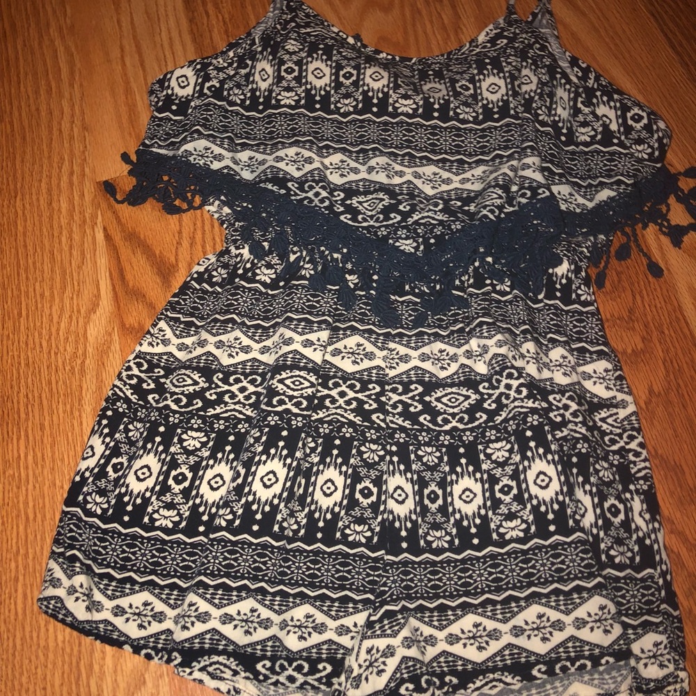 Blue & white romper